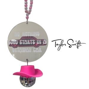 Taylor Swift Getaway Car Homemade Car Ornament Disco Pink Cowboy Hat Acrylic